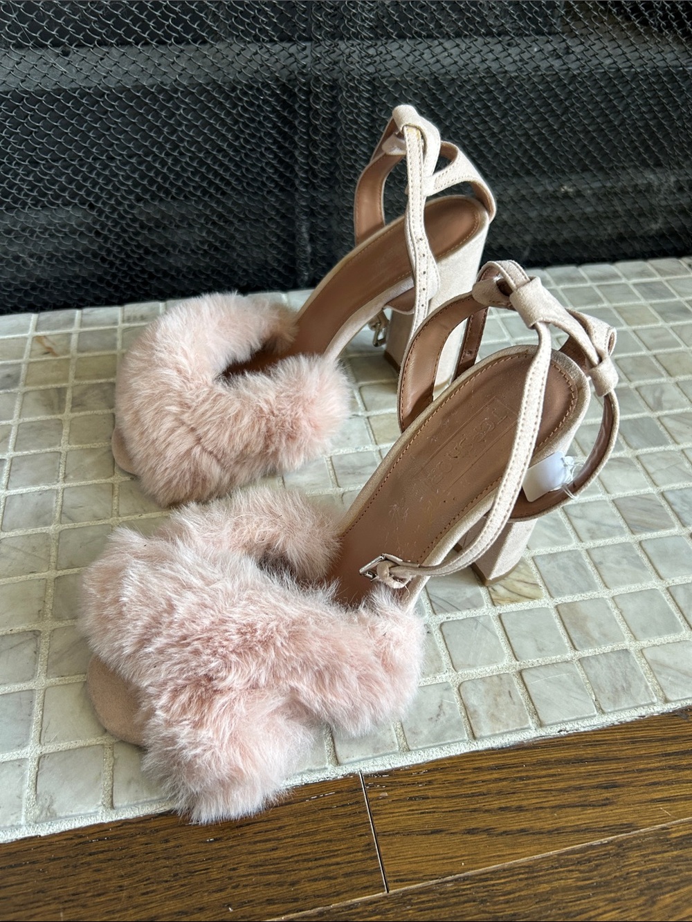Topshop Baby Pink Heels with Faux Fur
